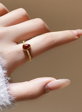 红色葫芦微镶开口戒指女可调节2025新款食指戒轻奢高级感叠戴指环