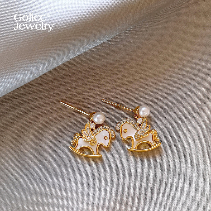 古里雅微镶珍珠耳坠耳钉高级感