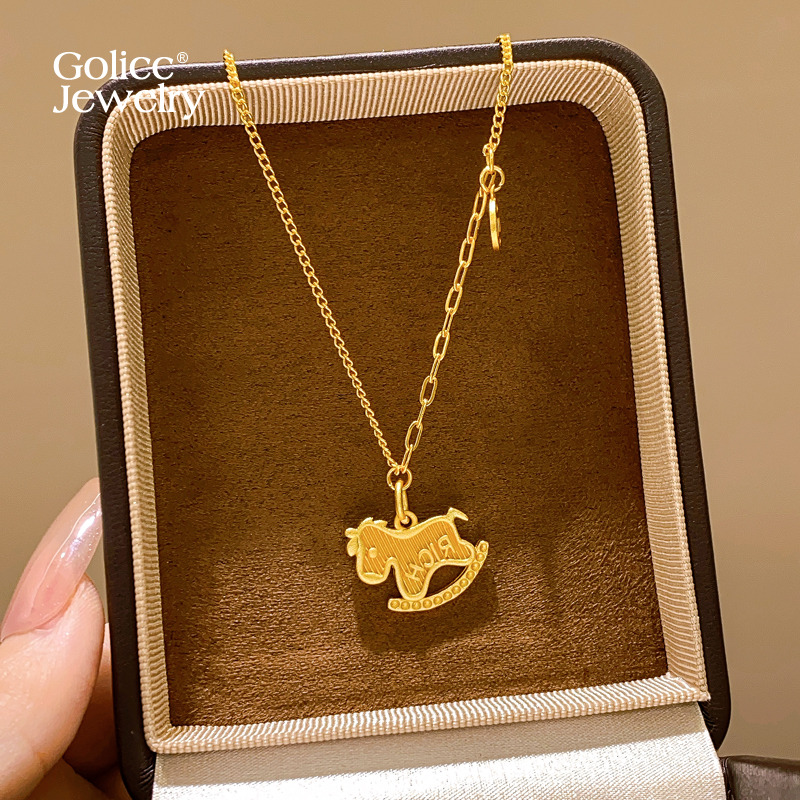 古里雅古法沙金小马项链高级感