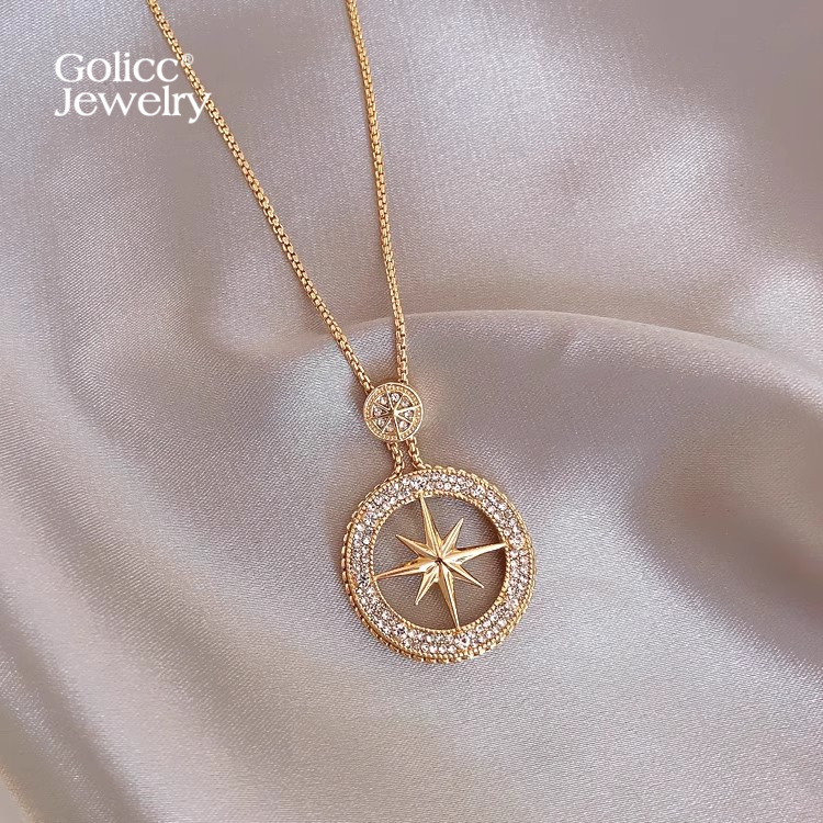 古里雅八芒星长款毛衣链高级感