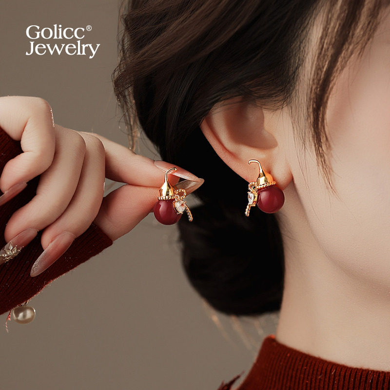 红色葫芦爱心锆石耳环女2026新款爆款新年耳钉耳饰超好看独特漂亮,饰品/流行首饰/时尚饰品新,耳环,淘宝优惠券,粉丝福利购,淘宝优惠卷
