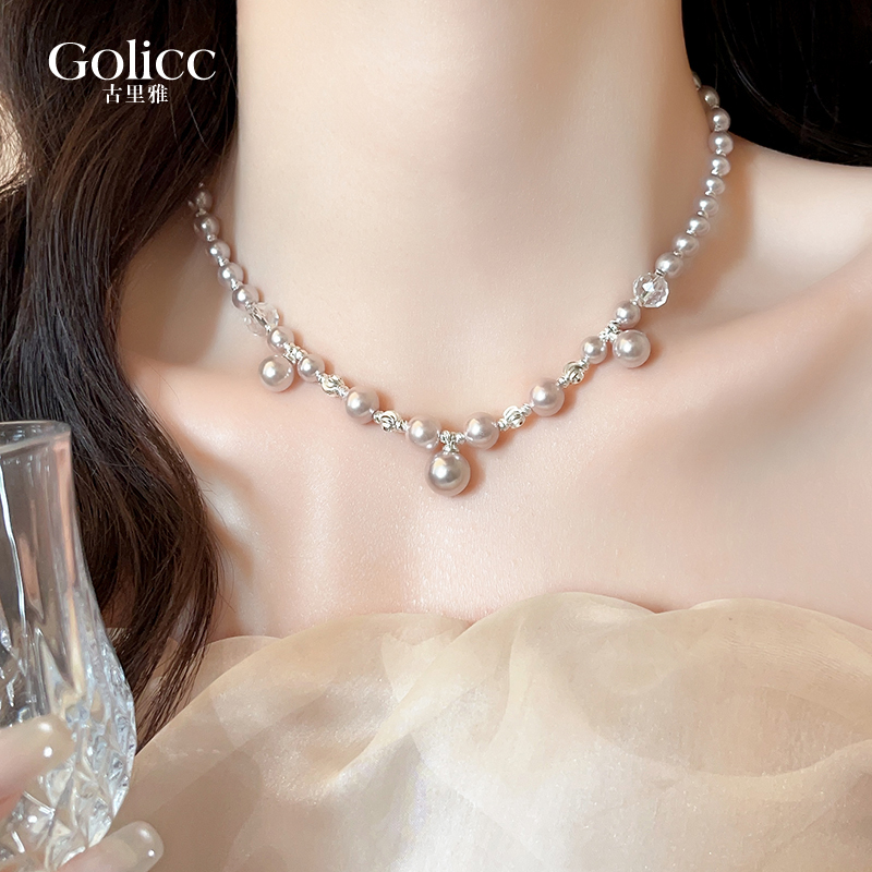 古里雅珍珠串珠吊坠项链高级感