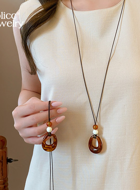 古里雅美拉德圆环镂空项链高级感