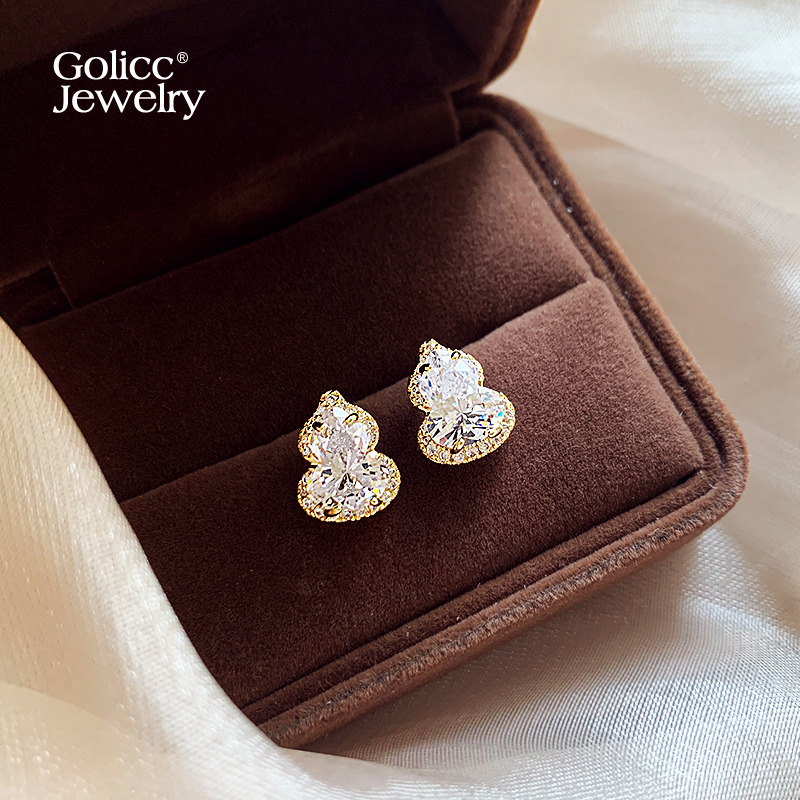 古里雅精致满钻葫芦小耳钉高级感