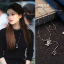 明星同款 配饰品 银色小马吊坠项链女高级感轻奢小众毛衣链秋冬长款