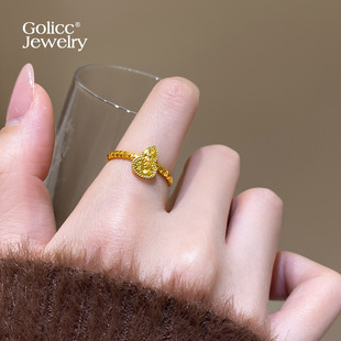 古法沙金碎冰冰葫芦戒指女小众设计开口戒2025新款爆款食指戒指环