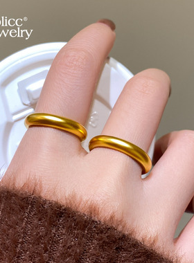 古里雅宽版光面磨砂戒指高级感