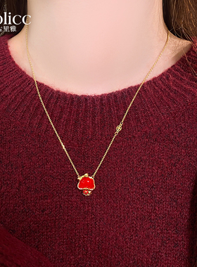 古里雅红色灵蛇吊坠项链高级感