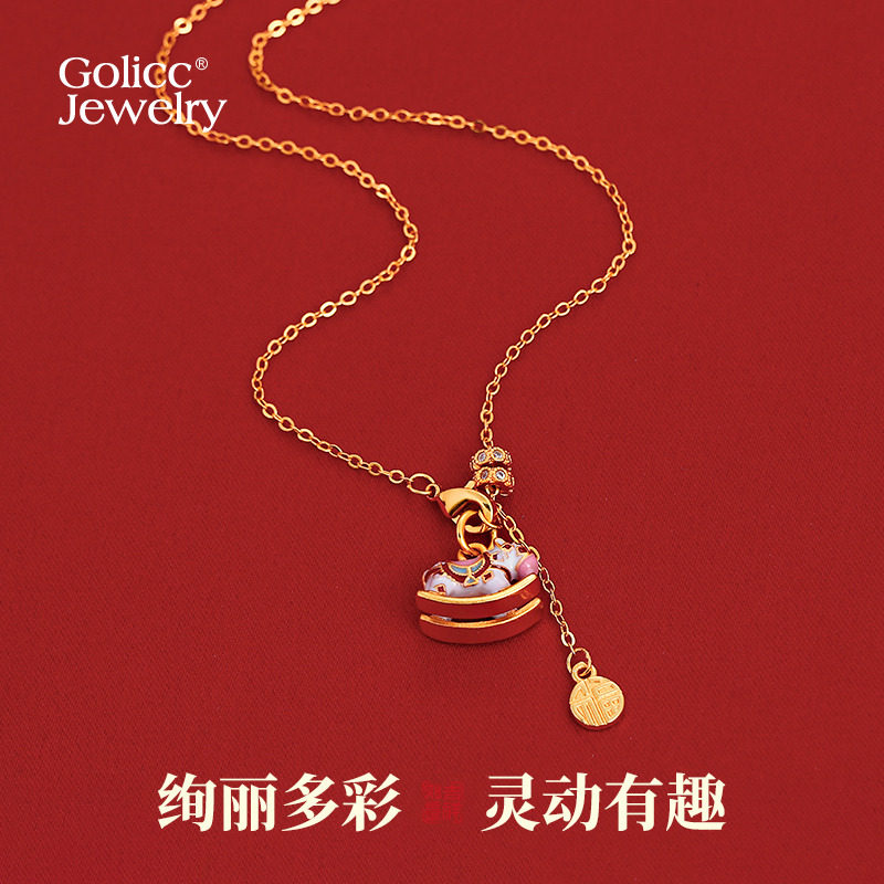 古里雅古法沙金小马项链高级感