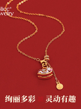 古里雅古法沙金小马项链高级感