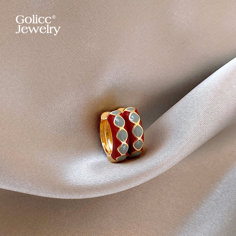 古里雅复古滴油珐琅耳圈高级感