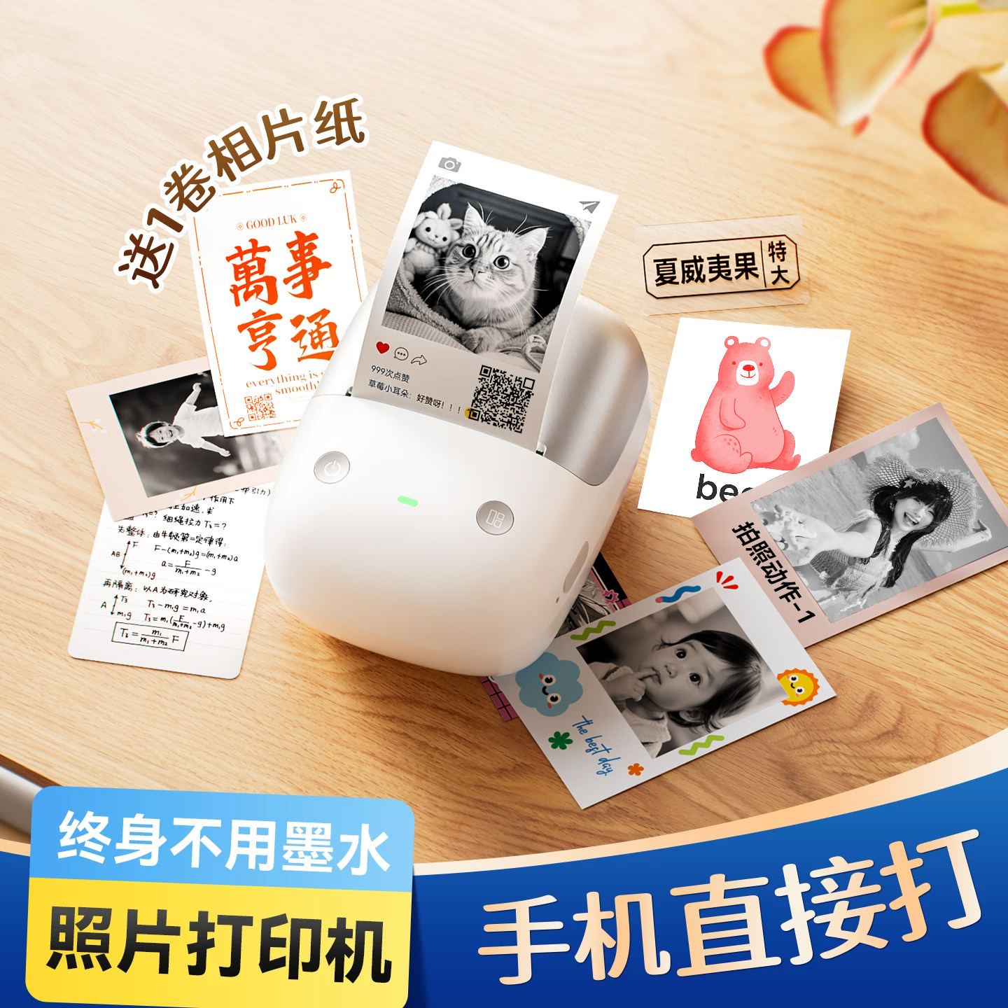 精臣B2Pro口袋照片打印机B1Pro家用小型便携可连手机迷你高清相片纸手帐图片防水姓名贴送女友礼物标签打印机