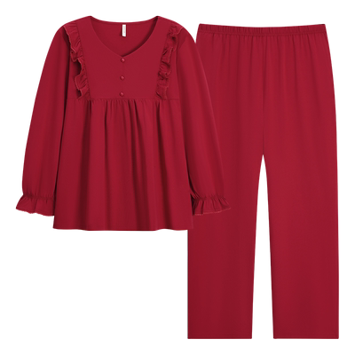 本命年红色睡衣女秋季长袖套装