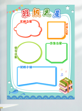 每周之星小学班级评比墙贴教室