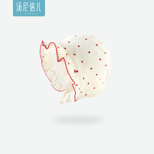 汤尼倍儿新生儿纯棉系带护耳帽子