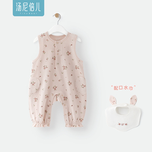 子 纯棉婴儿背心连体衣服外出甜美休闲裤 汤尼倍儿女宝宝背带裤 春季
