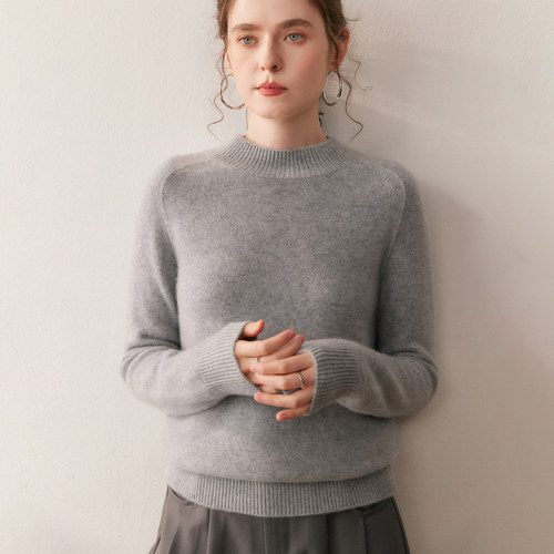 秋冬山羊绒半高领保暖打底毛衣女