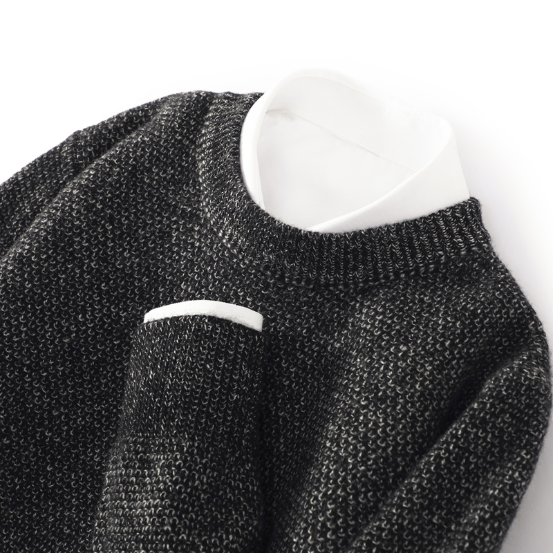 山羊绒衫男圆领套头针织羊毛毛衣