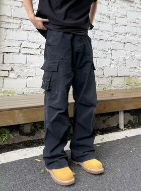 22TREE美式复古工装裤男高街休闲腰带cieanfit牛仔裤百搭直筒潮牌