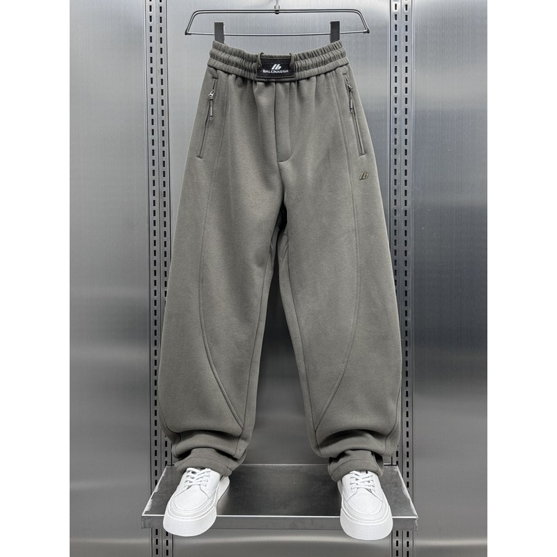 冬季加绒加厚男士潮牌运动休闲卫裤宽松纯色百搭弯刀裤痞帅哈伦裤
