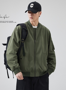 FAFC2025秋季纯棉美式复古飞行员夹克男休闲宽松棒球服外套男款潮