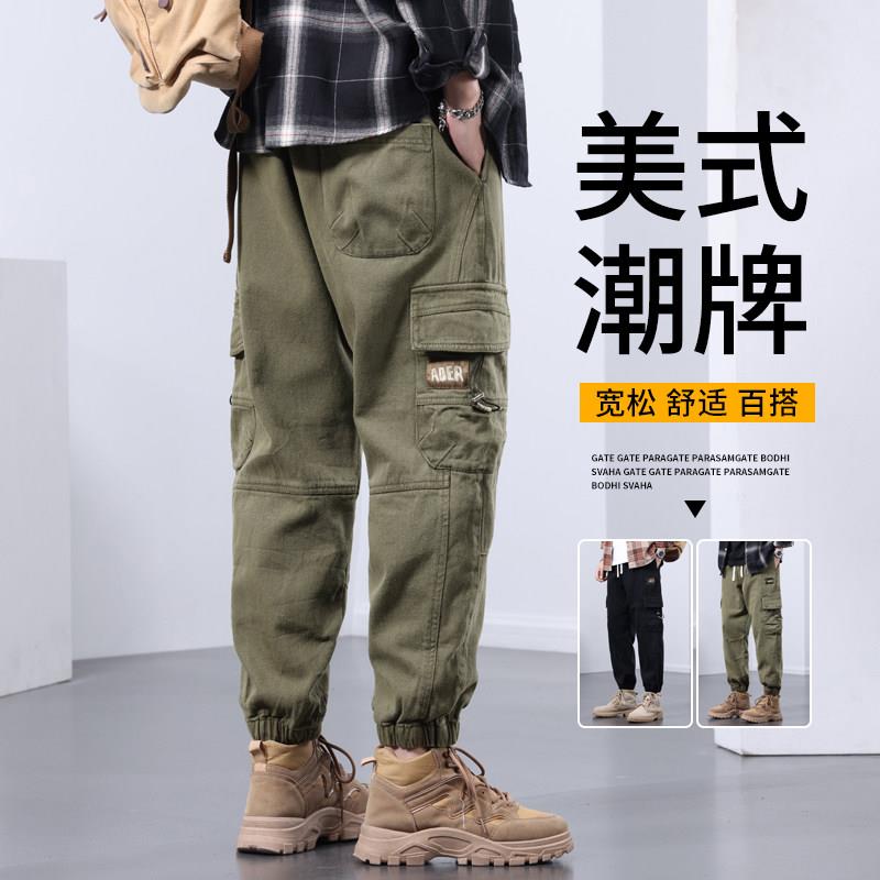 美式工装裤男士男裤春季2026新款宽松束脚加大码纯棉休闲裤子男款