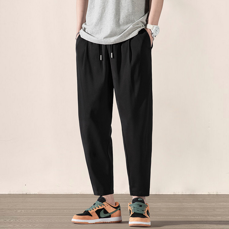 裤子男款春季休闲裤直筒春秋垂感西装裤子宽松四季薄款小脚九分裤