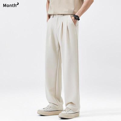 CHAN MONTH夏季新款冰丝休闲 西裤男轻薄透气垂感宽松九分直筒裤