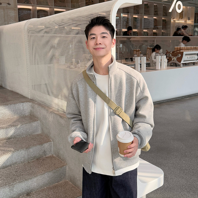 420g重磅短款立领卫衣开衫男生春秋季2026新款上衣外套休闲宽松