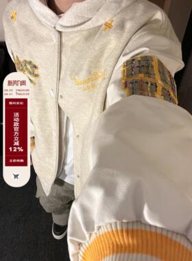 F383 2026原创美式高街字母刺绣棒球服外套男女宽松休闲百搭上衣