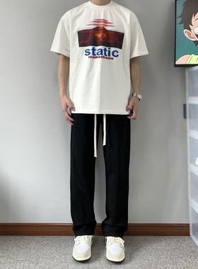 XANYP 黑色休闲直筒长裤阔腿百搭男运动宽松高街潮牌垂感拖地裤子