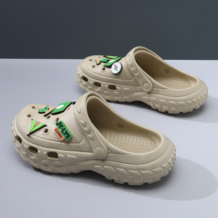 男士 夏季 洞洞鞋 新款 男 防滑凉拖鞋 男软底户外厚底沙滩百搭开车凉鞋