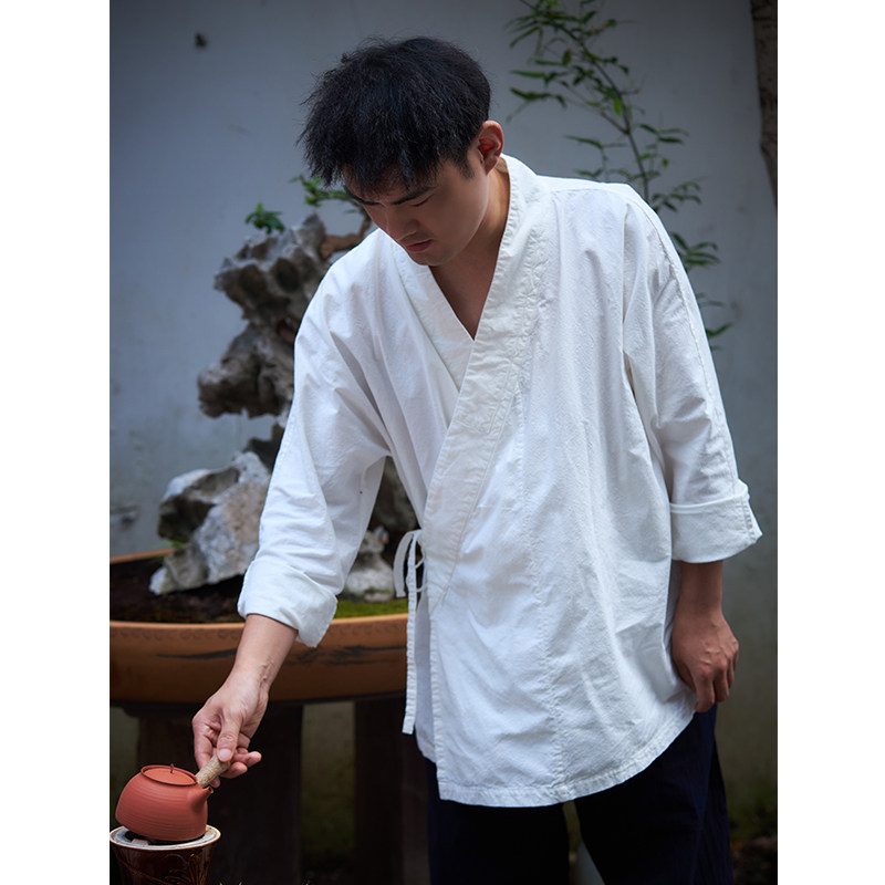 【照本堂】2026秋季新款男装棉麻21支男式系带长袖汉服M13112