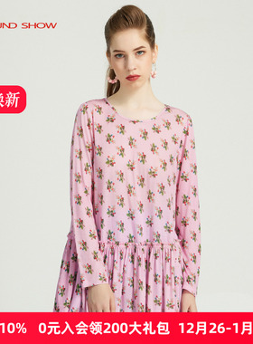 Ground Show/阁兰秀2025年春新款粉色上衣女气质减龄圆领长袖宽松