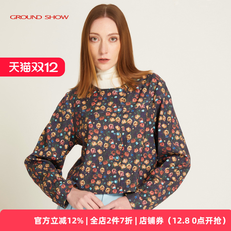 黑色短款外套阁兰秀宽松