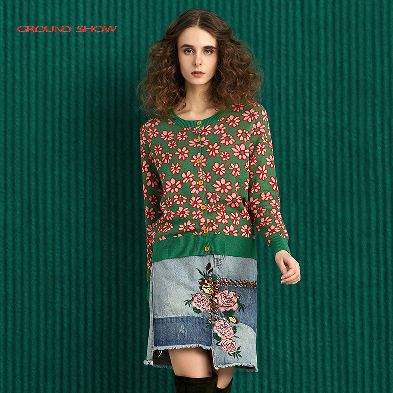 阁兰秀小雏菊提花外套针织开衫