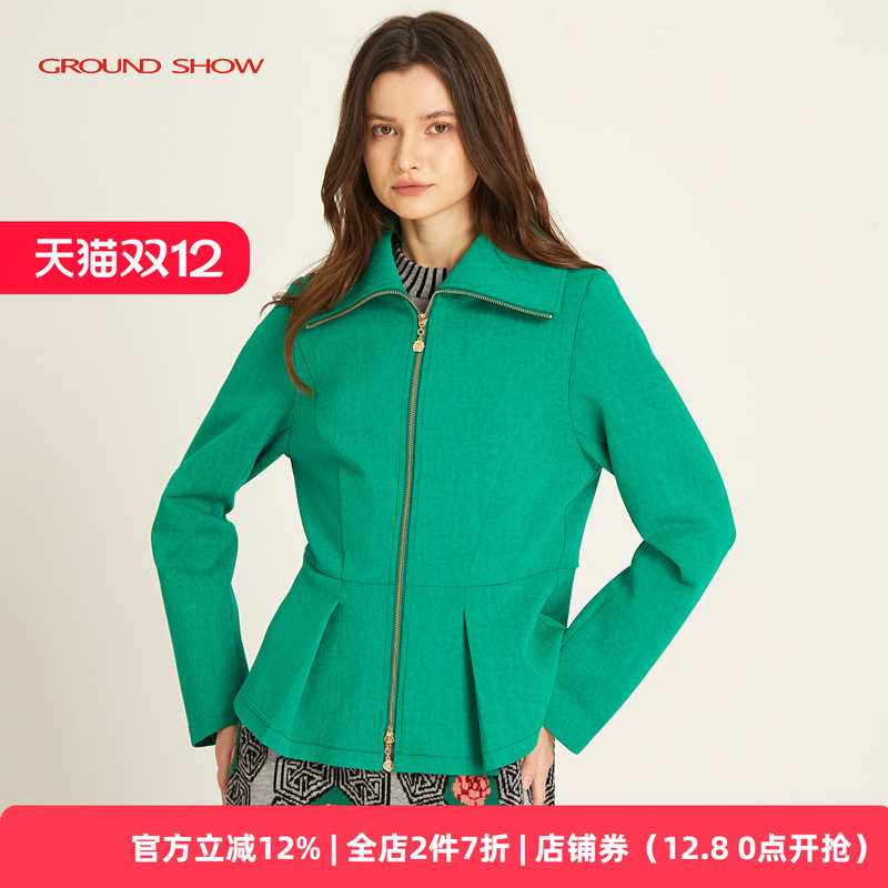 复古绿短款外套