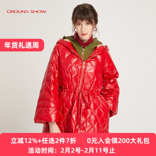 【商场同款】Ground Show/阁兰秀冬新款红色白鹅绒羽绒服保暖女装