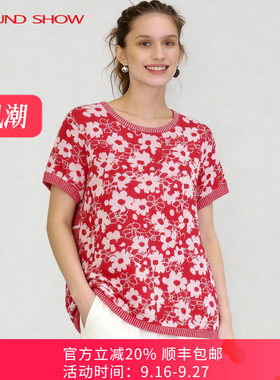 阁兰秀针织衫女款2026夏新款套头薄款短袖t恤外搭空调衫针织上衣