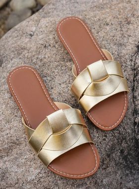 Summer Solid Color Flat Sandals 2025 Open Toe Outdoor Slippe