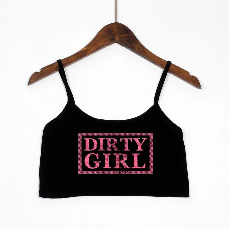 DIRTY GIRL Letters Print Sexy Crop Top for Women Funny Summe