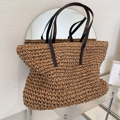 Women Handbag Summer Beach Bag Rattan Woven Handmade Knitted