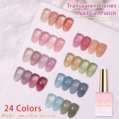 Vendeeni 24 Colors Jelly Transparent Gel Nail Polish Nude Pi