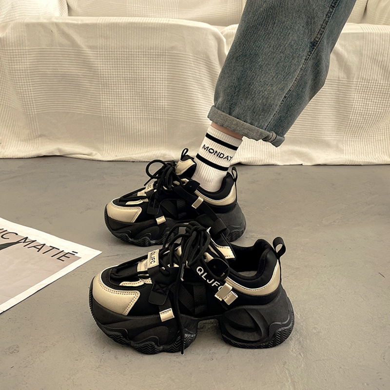 爆款炸街老爹鞋女显小脚2025新款春秋薄款厚底百搭港风休闲运动鞋