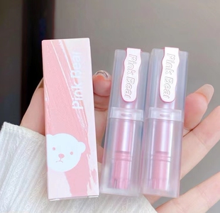 皮可熊pinkbear口红不沾杯奶烙E02库洛米pink bear唇釉皮克熊e05