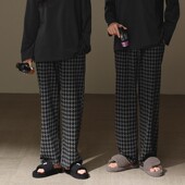 男女长裤 家居裤 时尚 直筒裤 宽松可外穿休闲裤 春秋纯棉休闲情侣睡裤