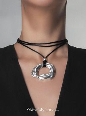 热销不规则心形镂空吊坠项链