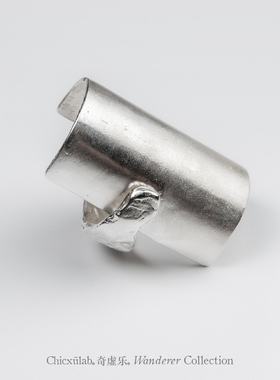 奇虚乐Chicxūlab 碑形方牌素银戒指
