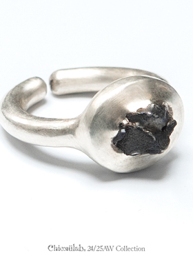 奇虚乐Chicxūlab 璞序Symphony 阿根廷陨铁镶嵌 素银开口戒指