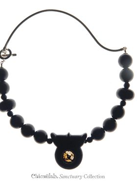 奇虚乐Chicxūlab 肯尼亚橄榄石铁陨石 黑檀串珠项链